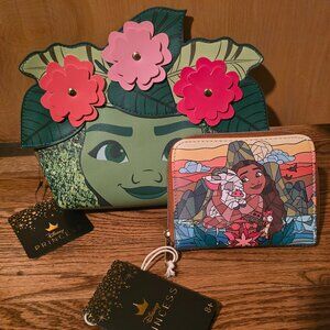 MOANA BUNDLE - Loungefly Disney Moana Wallet & Bioworld Te Fiti Cosmetic Bag NWT
